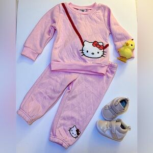 Hello Kitty Sanrio Baby Fleece 2 Pc Sweatshirt Jogger Set size 18M Pink NWT